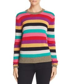 Metallic-Trim Rainbow-Stripe Sweater at Bloomingdales